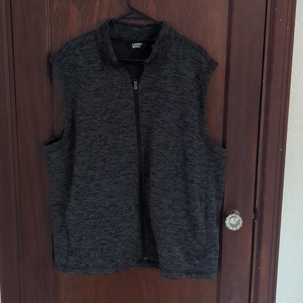 Lands' End Gray Fleece Lightweight Full Zip Vest Size Men's XXL
